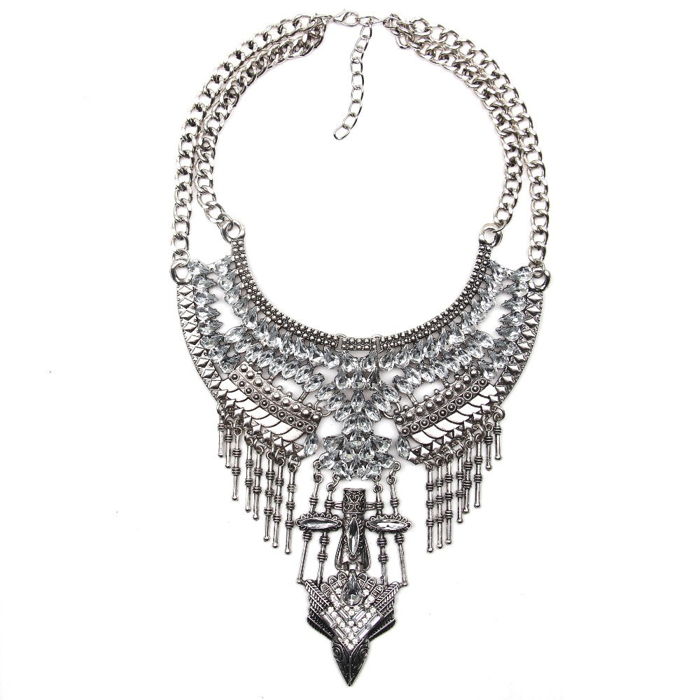 Vintage Bohemian Crystal Maxi Coin Statement Necklace
