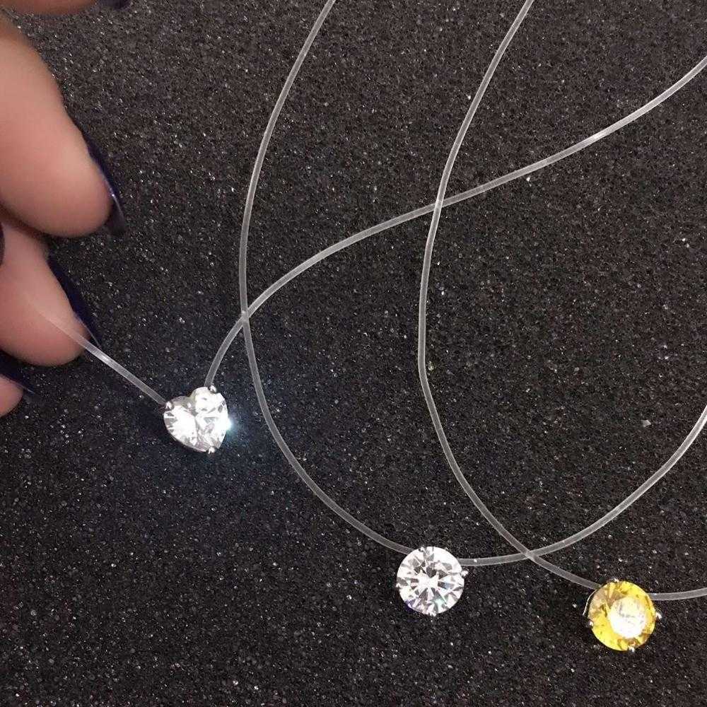Free Invisible Fishing Line Necklace-Pendant Necklaces-Kirijewels.com-Yellow-Kirijewels.com