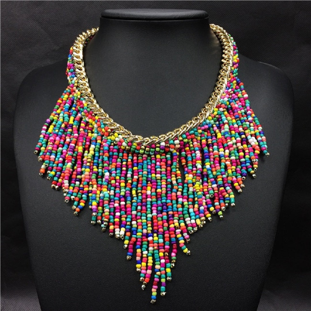 Adore Hand-Woven Beads Statement Necklace