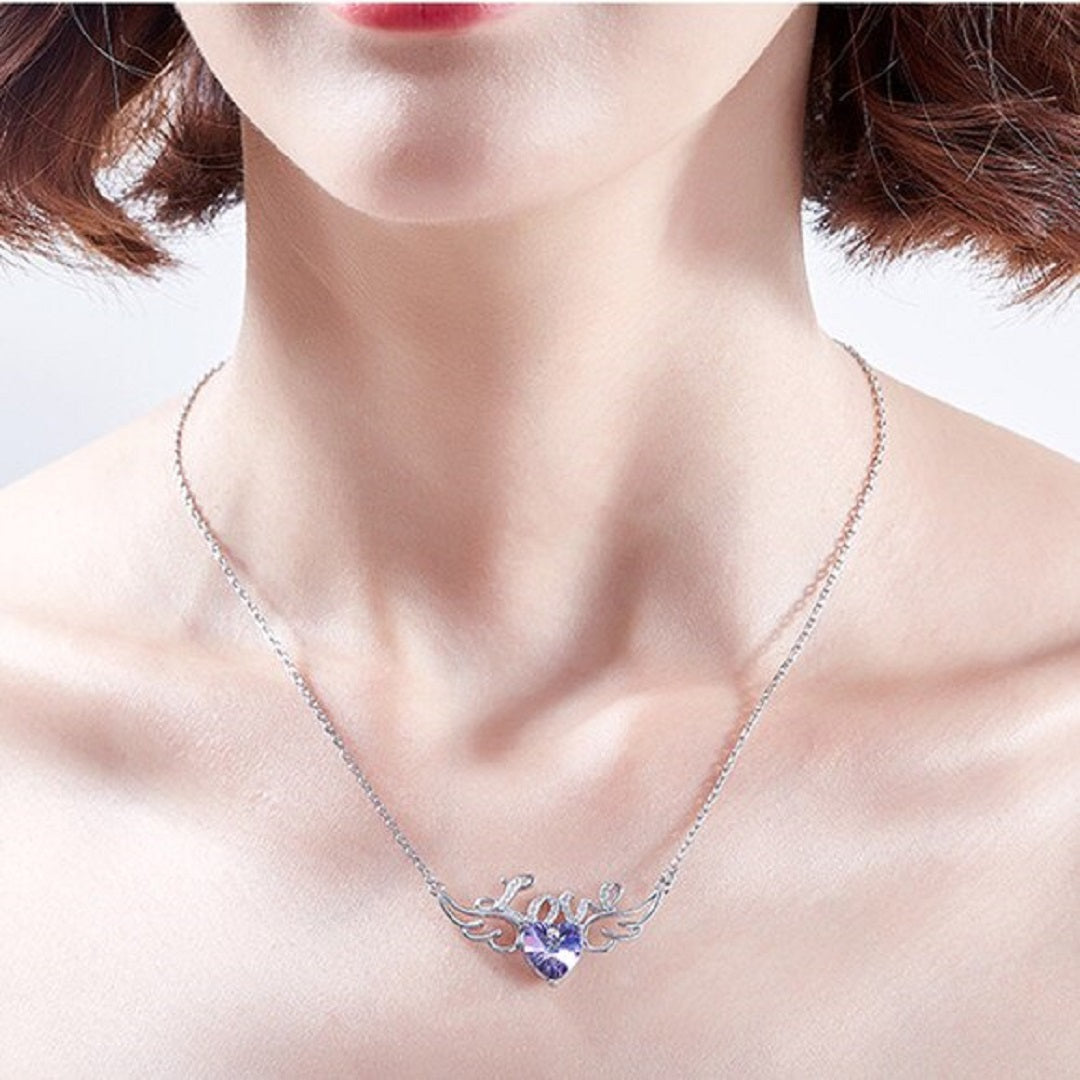 Valentine Exquisite Amethyst Angel Wings Necklace