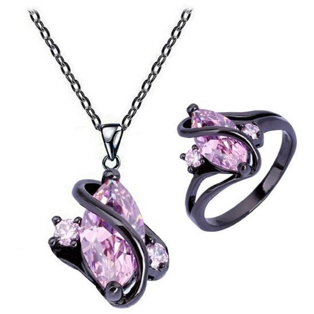Oval Crossed Fashion Sapphire Jewelry Set