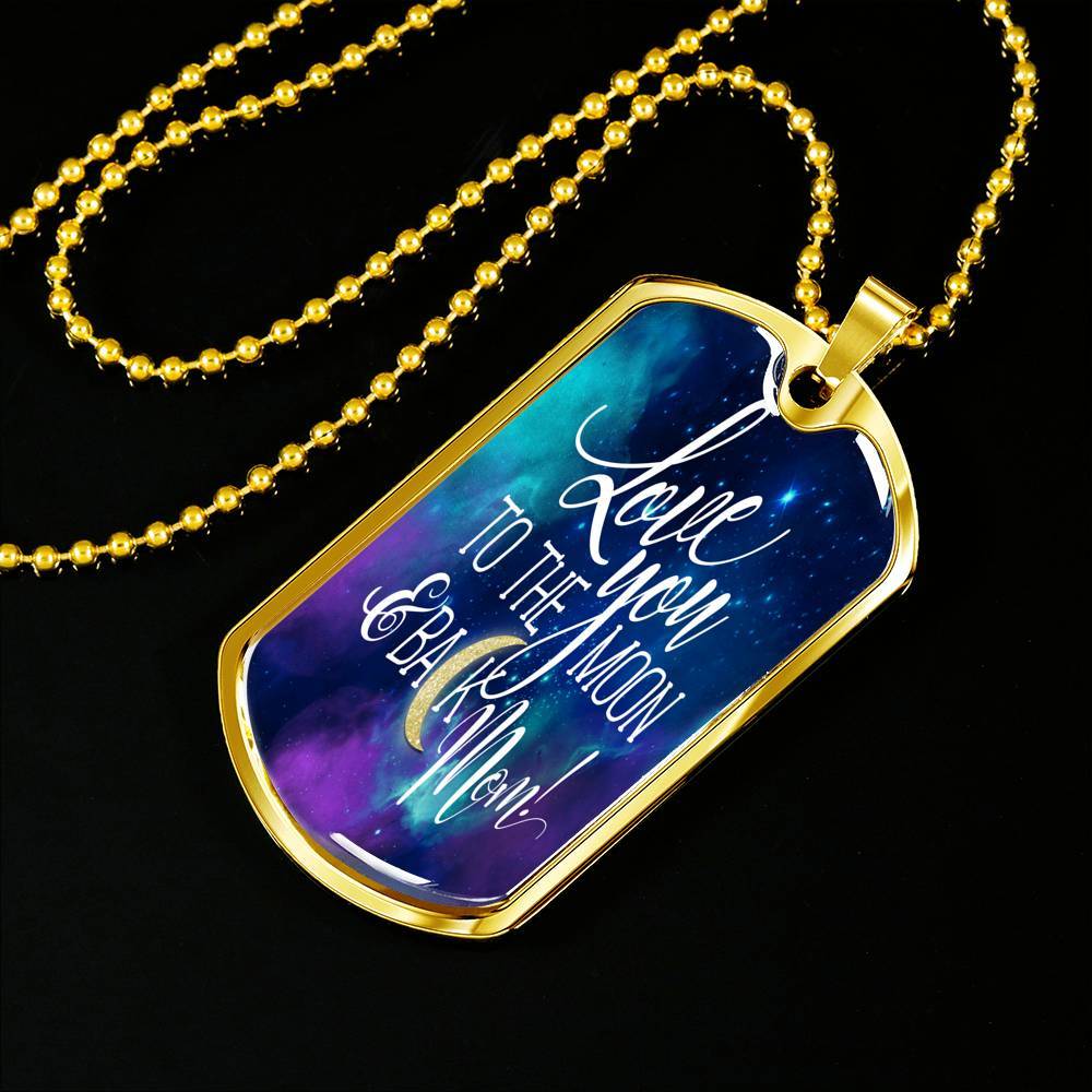 Love To The Moon Mother Necklace-Jewelry-Kirijewels.com-Military Chain (Gold)-No-gold blue-Kirijewels.com
