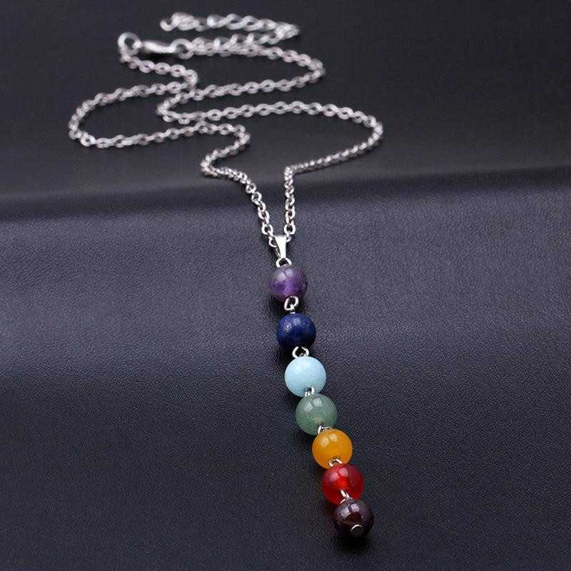 Seven Chakra Gemstone Beads Pendant Necklace-Pendant Necklaces-Kirijewels.com-Kirijewels.com