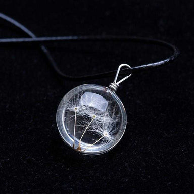 Crystal Glass Ball Dandelion Necklace-Pendant Necklaces-Kirijewels.com-White1-Kirijewels.com