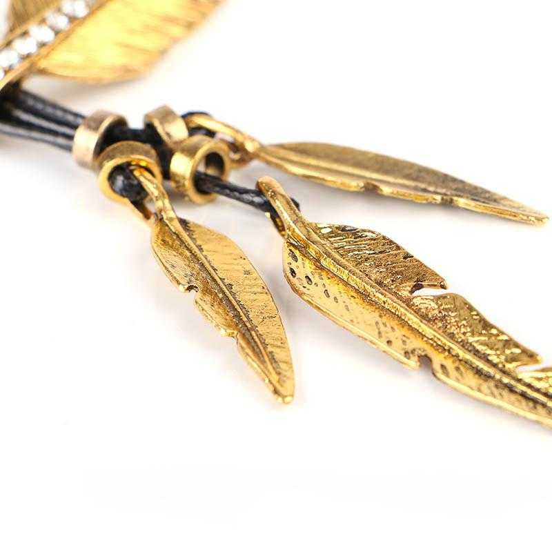 Rope Chain Feather Necklace/2-Pendant Necklaces-Kirijewels.com-Black& Gold-Kirijewels.com