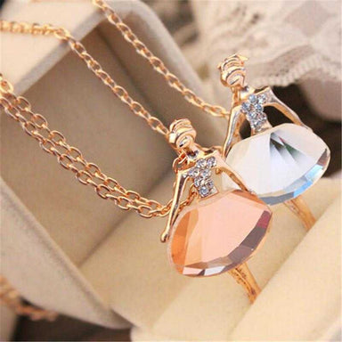 Free Ballet Girl Pendant Necklace-Necklace-Kirijewels.com-White-Kirijewels.com