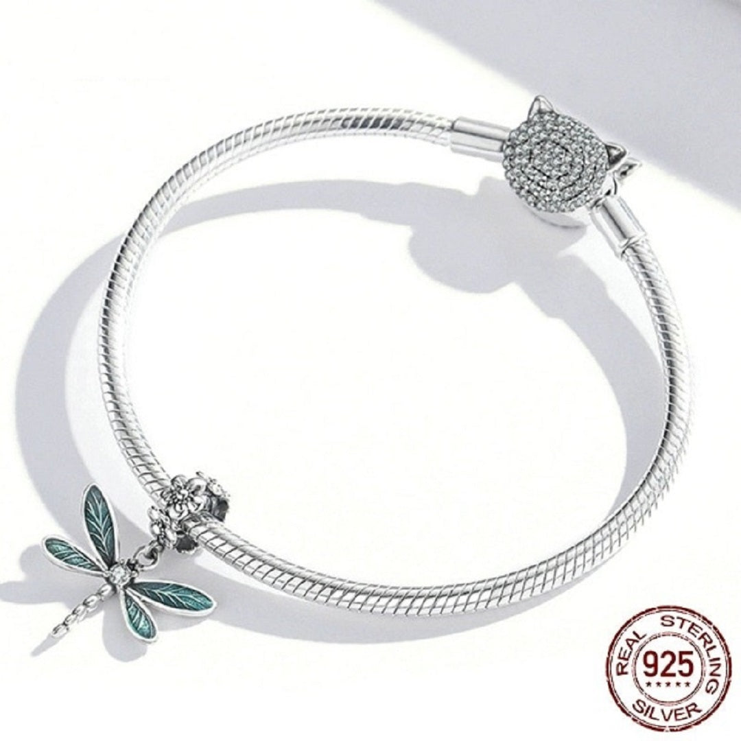Alice 925 Sterling Silver Dragonfly Charm Bracelet
