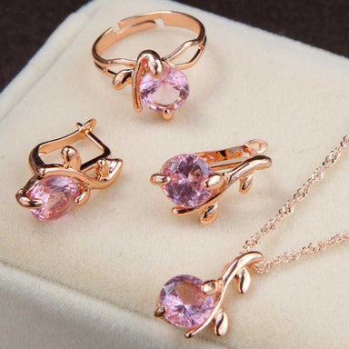 Free Bridal Crystal Zircon Jewerly Set-Jewelry Set-Kirijewels.com-Purple-Kirijewels.com