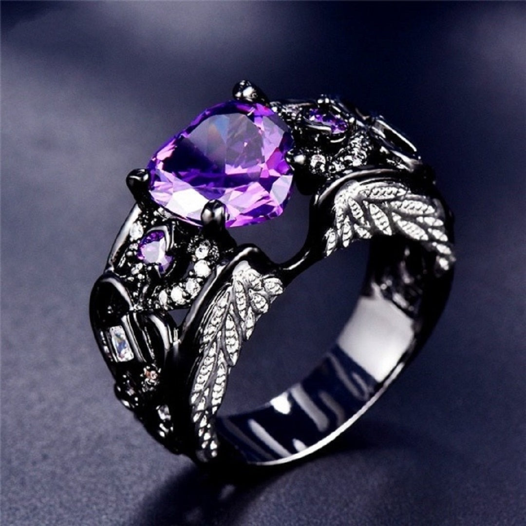 Purple Zircon Gold Filled 925 Silver Angel Wing Engagement Ring