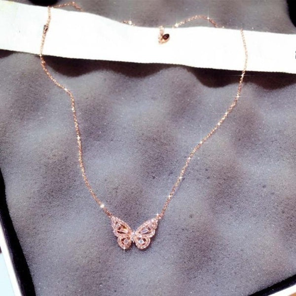 Cubic Zirconia Charm Bling Butterfly Necklace