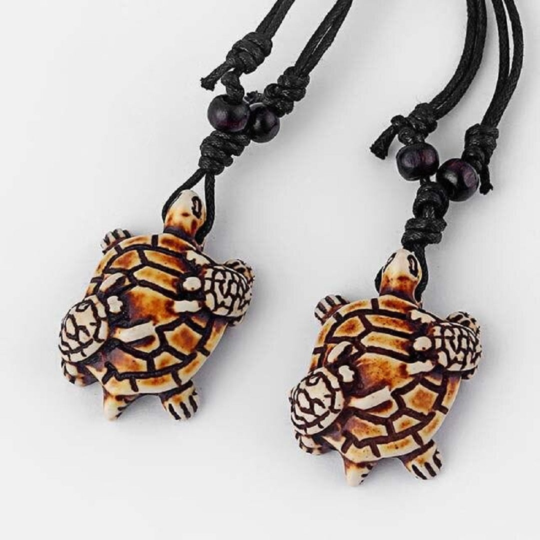 Rope chain Bone Sea Turtle Necklace