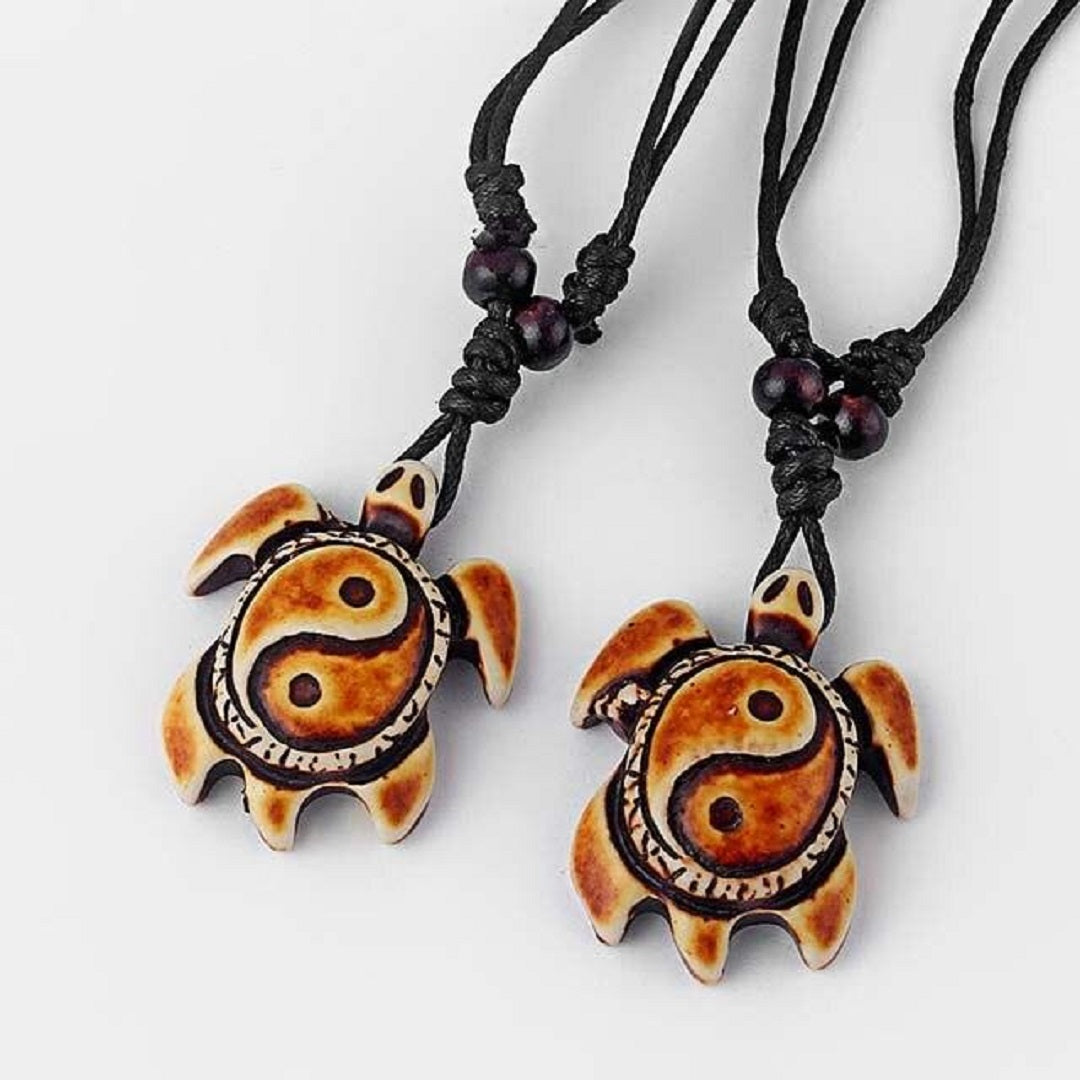 Black Wax Cotton Cord Faux Yak Bone Turtle Pendant Necklace For Children  Gift | eBay