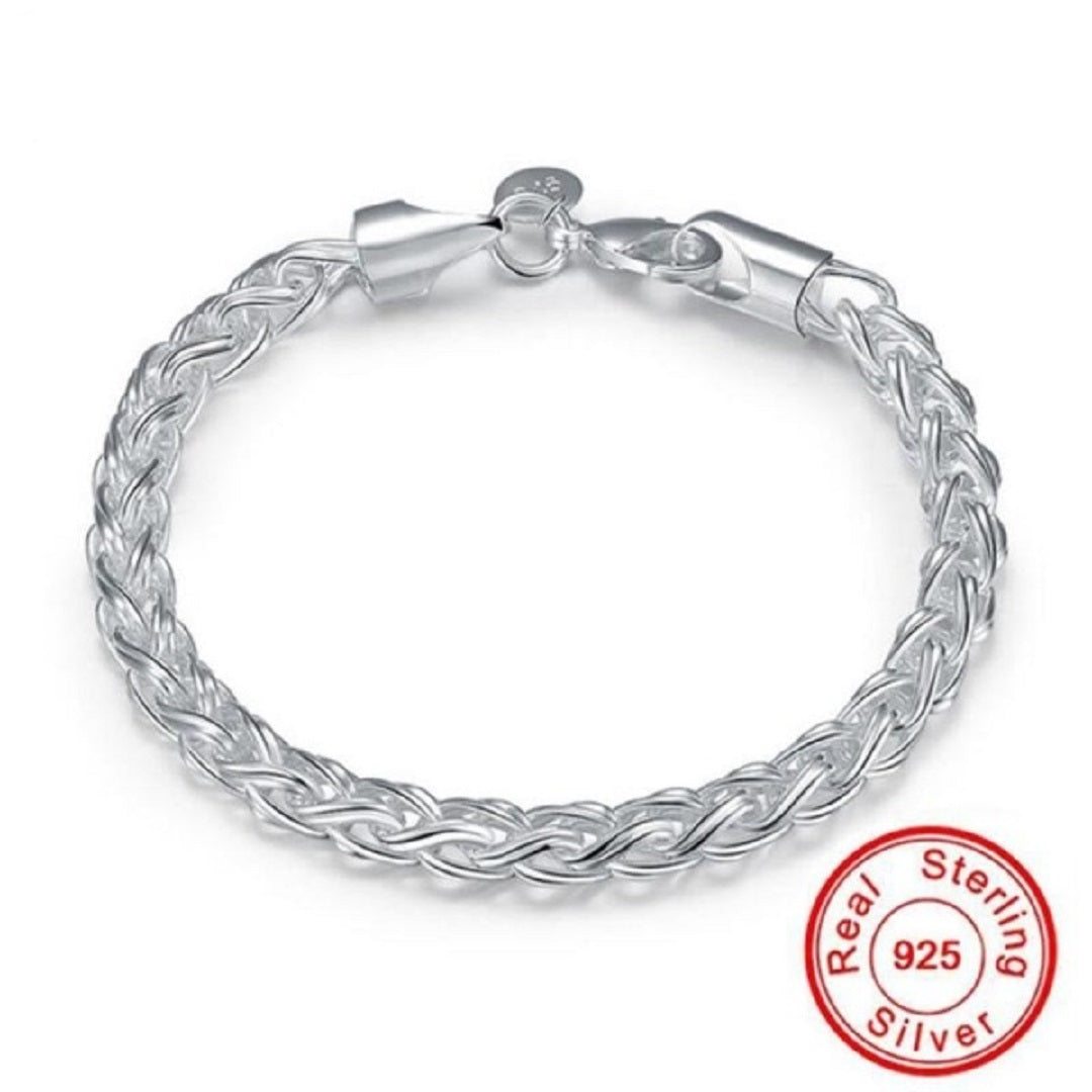 Rosa Real 925 Sterling Silver Thick Twisted Circle Bracelet
