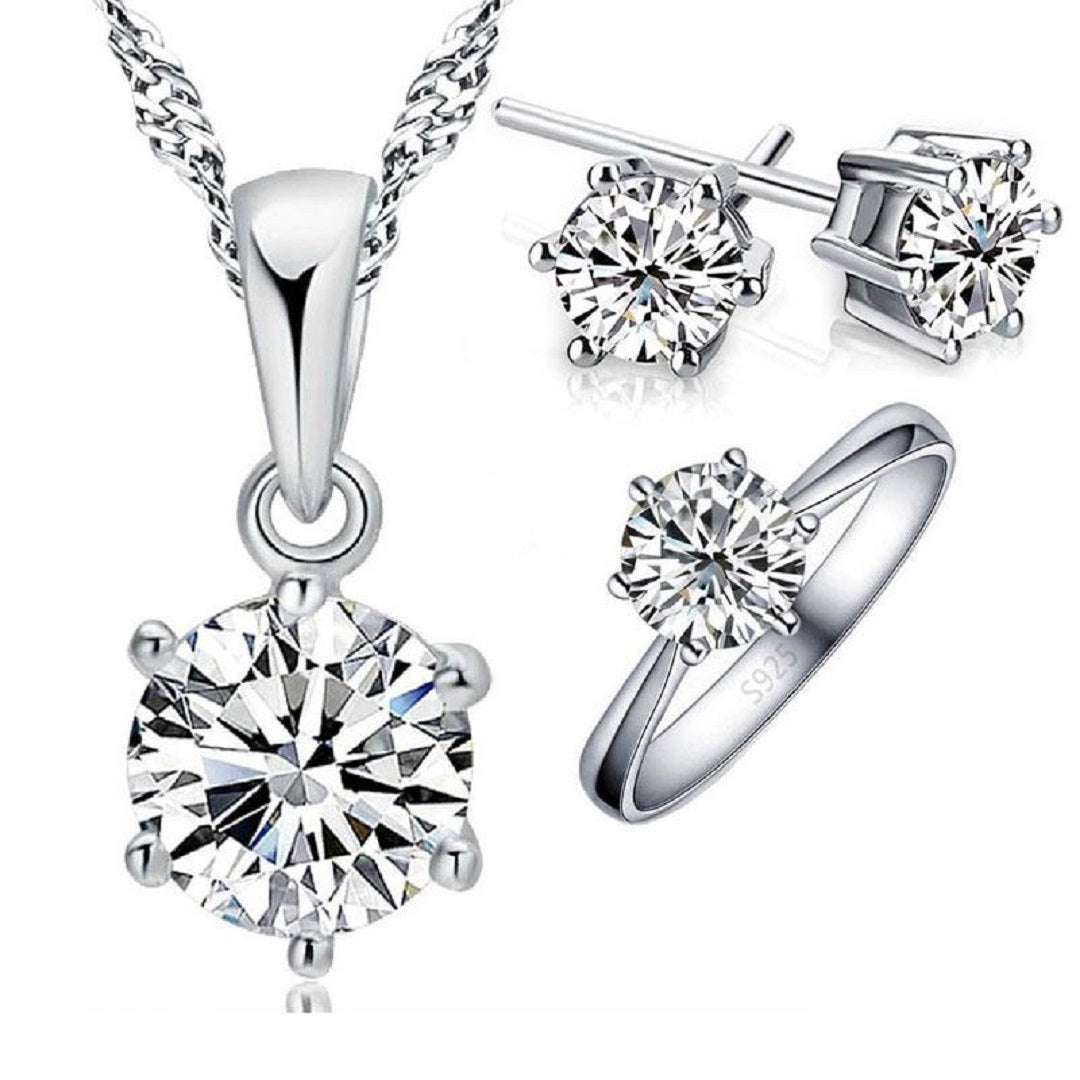 Ava 925 Sterling Silver Bridal Jewelry Set