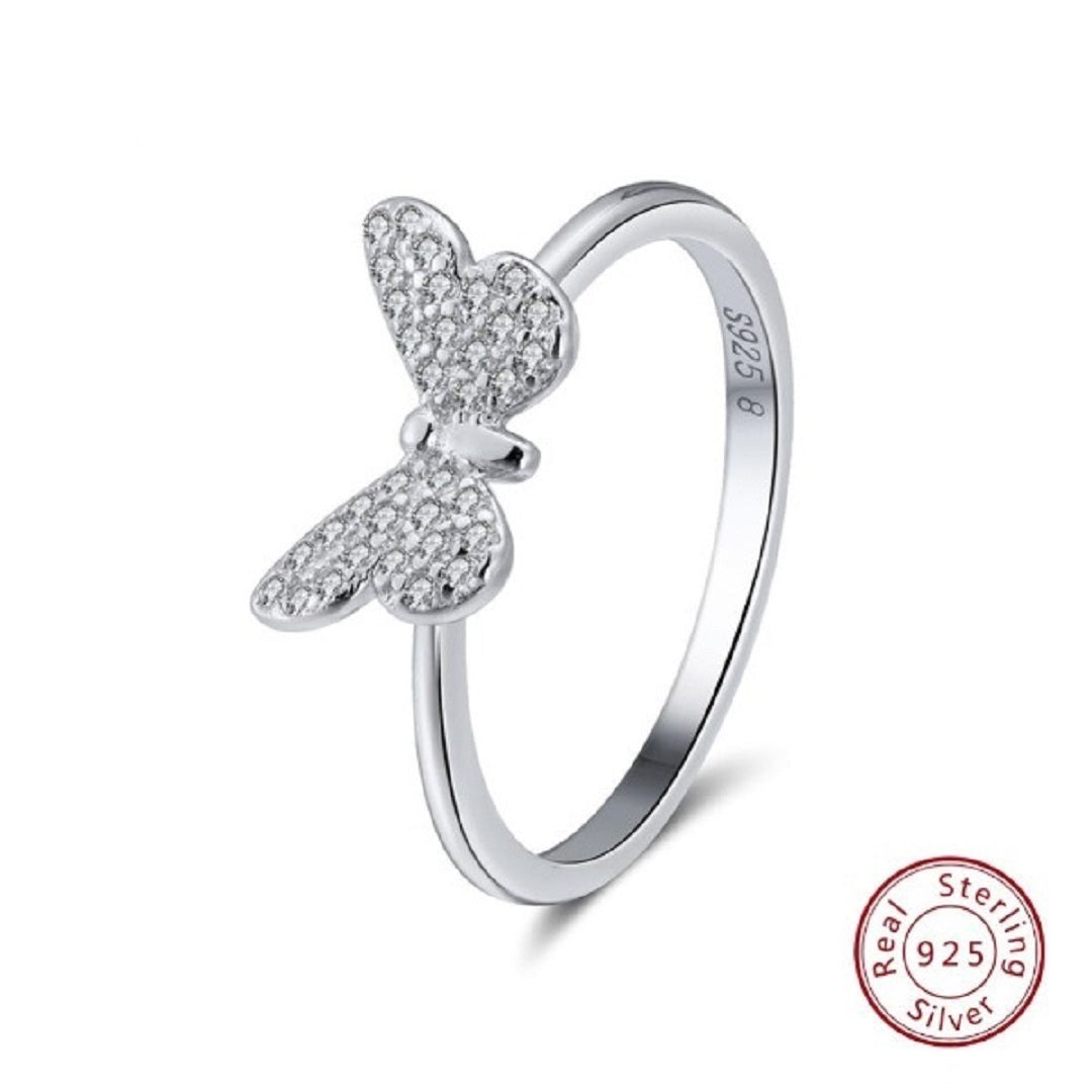 Genuine 925 Sterling Silver Butterfly Ring