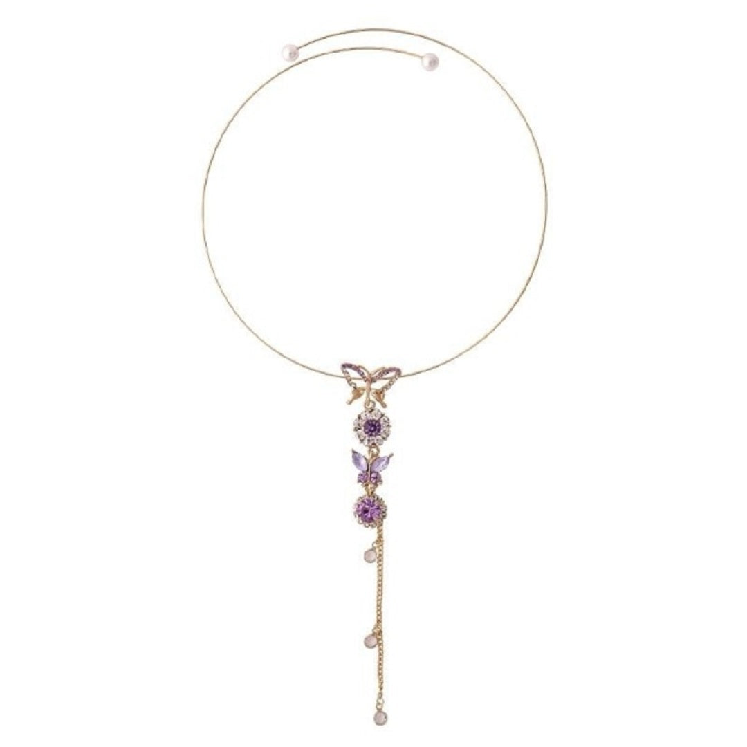 Monarch Metal Purple Crystal Butterfly Necklace
