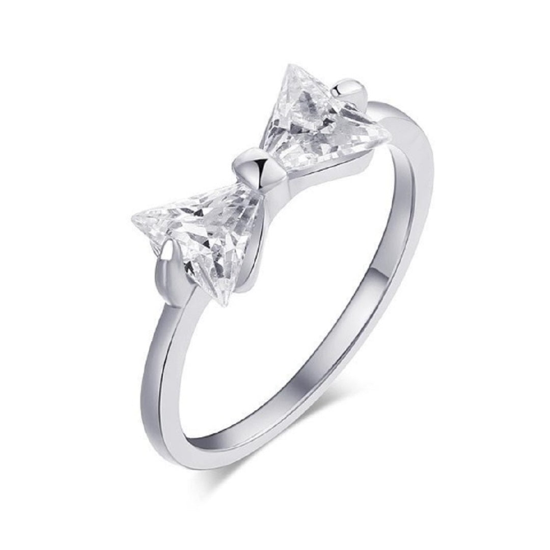 CACANA Cubic Zirconia Tied Bow Ring