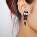 Free Cat Stud Earrings-earrings-Kirijewels.com-Black-Kirijewels.com