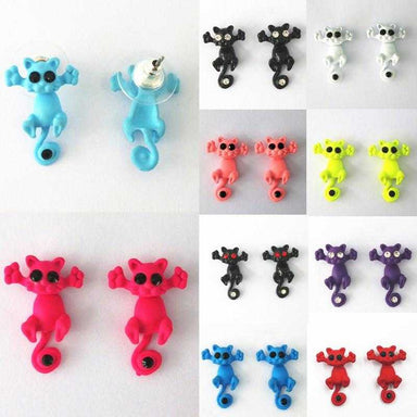 Free Cat Stud Earrings-earrings-Kirijewels.com-Black-Kirijewels.com