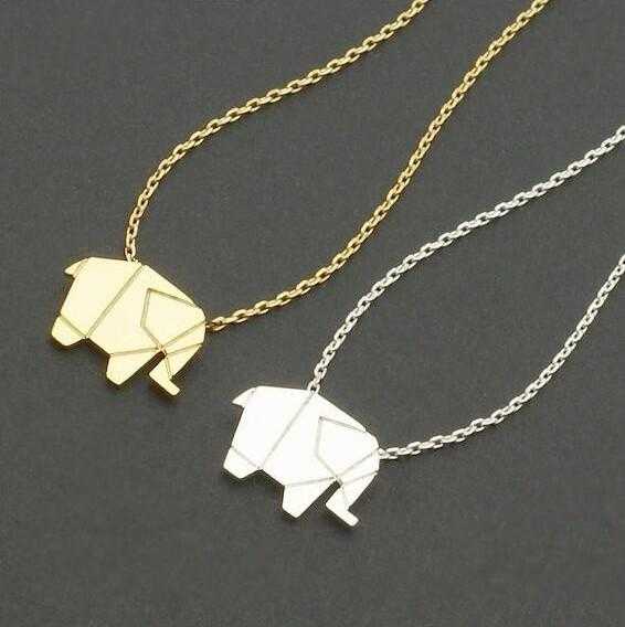 Free Origami Elephant Pendant Necklace-Pendant Necklaces-Kirijewels.com-18K Gold Plated-Kirijewels.com