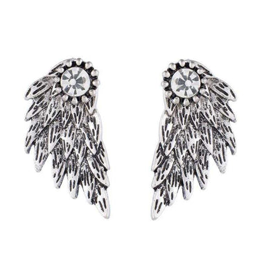 Free Angel Wings Alloy Crystal Stud Earrings-Stud Earrings-Kirijewels.com-Black-Kirijewels.com