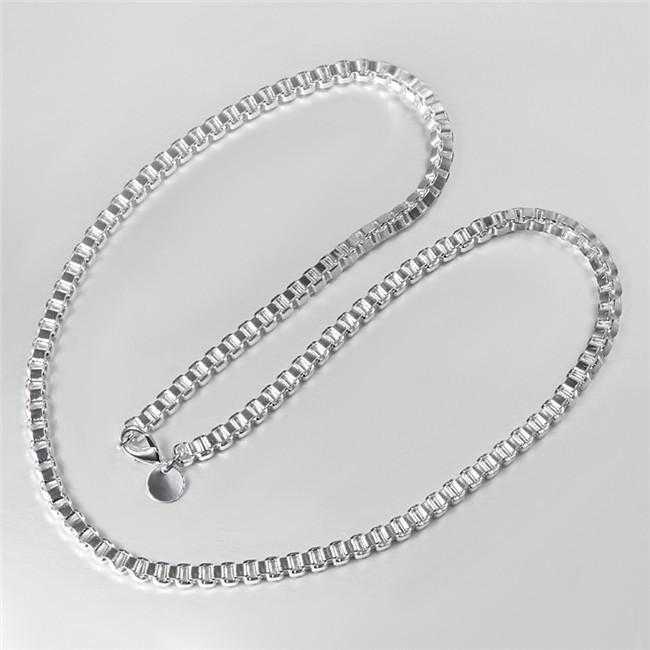 Sterling Silver Box Chain Necklace-Necklace-Kirijewels.com-16 inch-silver-Kirijewels.com