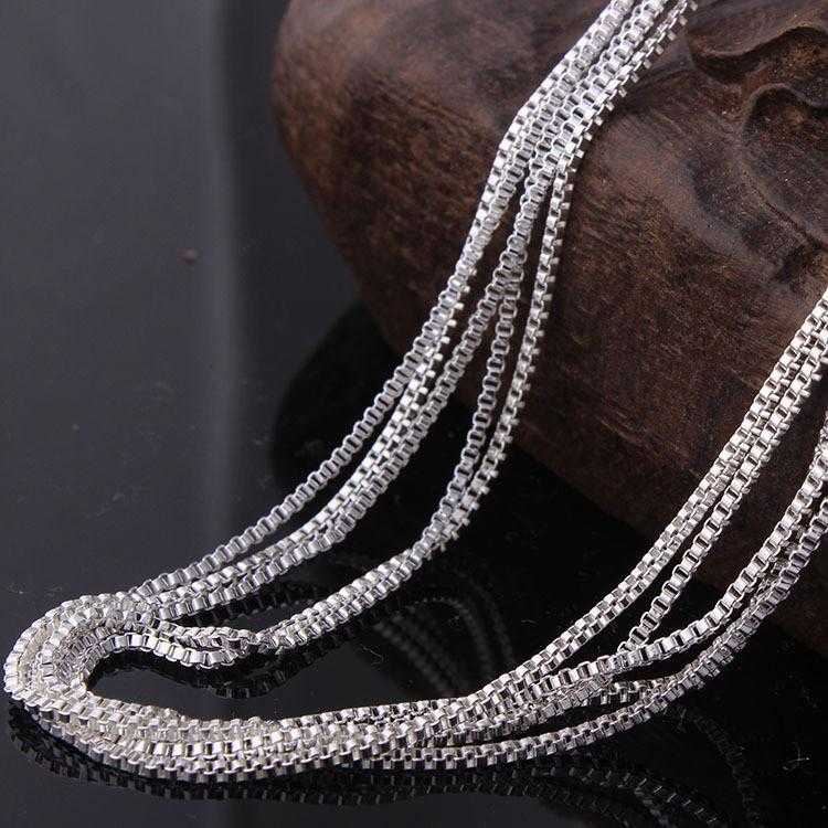 Sterling Silver Box Chain Necklace-Necklace-Kirijewels.com-16 inch-silver-Kirijewels.com
