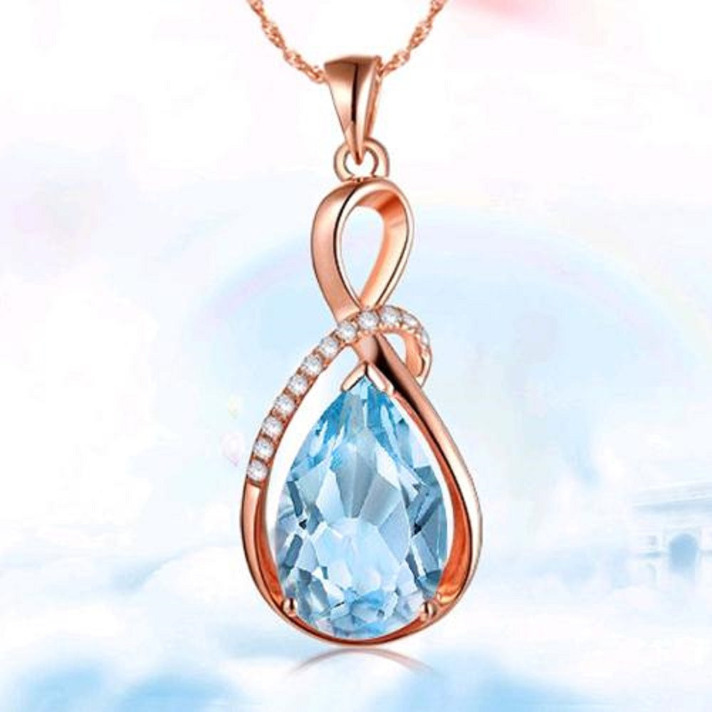 Water Drop Crystal Stone Twisted Chain Necklace