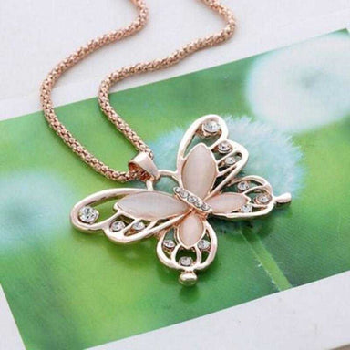 Free Opal Butterfly Pendant Necklace-Necklace-Kirijewels.com-Pink-Kirijewels.com