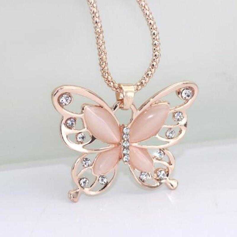 Opal Butterfly Pendant Necklace-Necklace-Kirijewels.com-Kirijewels.com