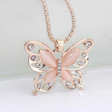 Free Opal Butterfly Pendant Necklace-Necklace-Kirijewels.com-Pink-Kirijewels.com