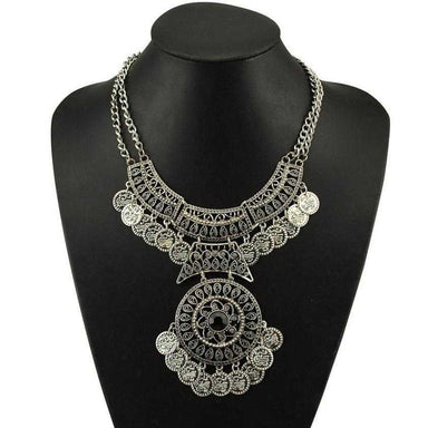 Double Chain Coin Necklace-Necklace-Kirijewels.com-Silver-Kirijewels.com