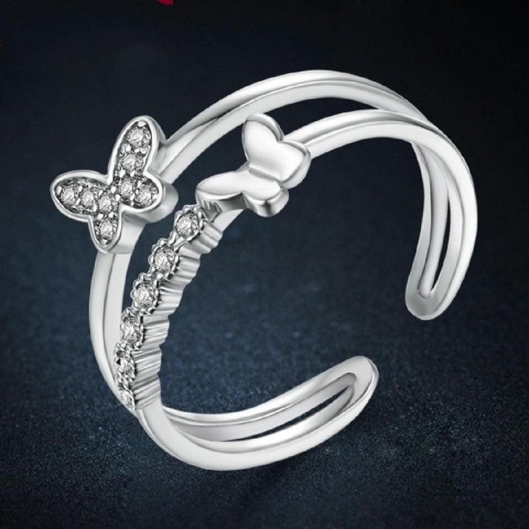 Cubic Zirconia Re-sizable Butterfly Ring