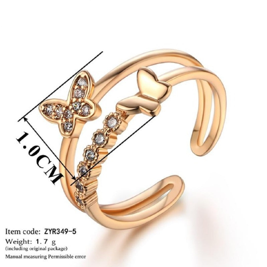 Cubic Zirconia Re-sizable Butterfly Ring