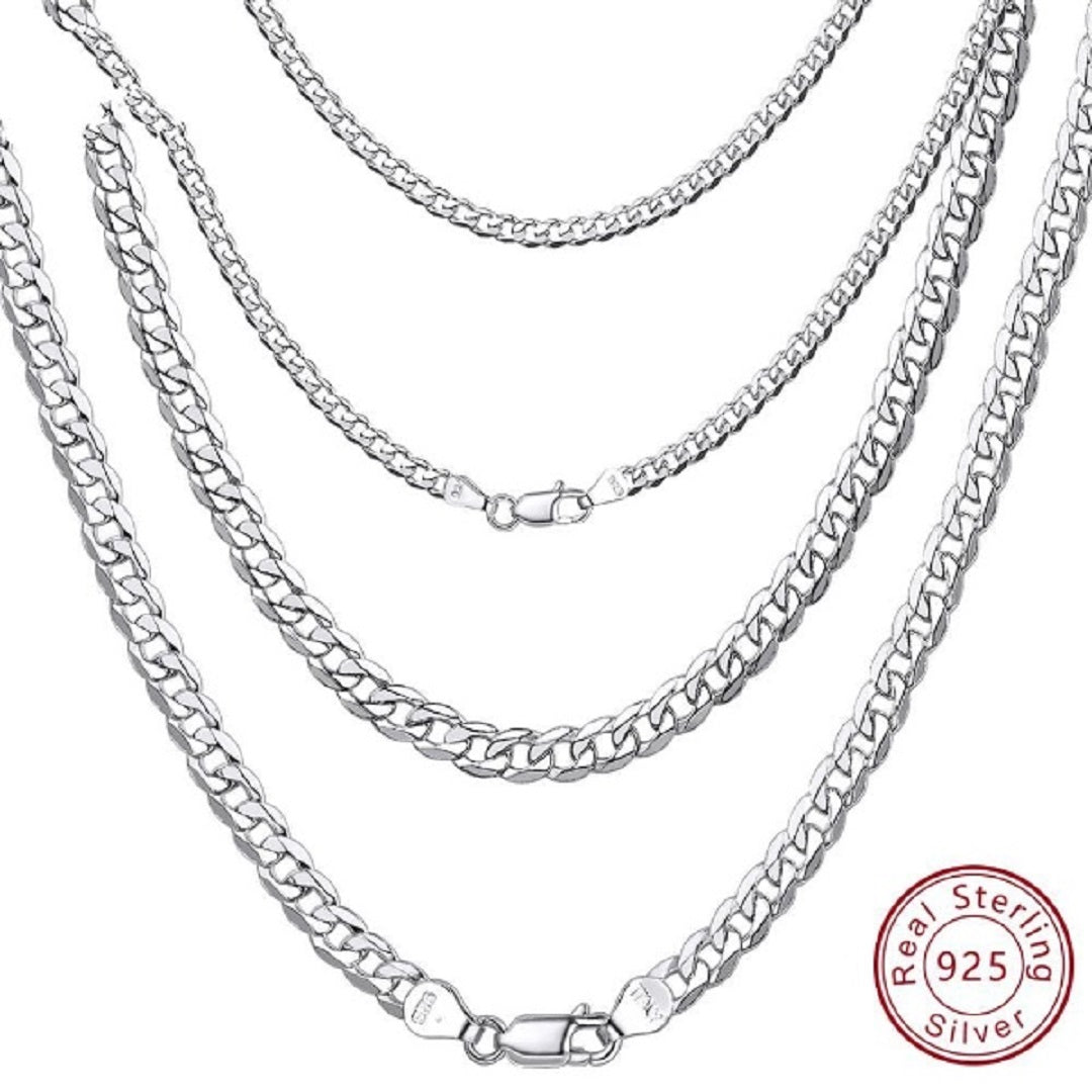 Italian Solid 925 Sterling Silver Figaro Chain Necklace
