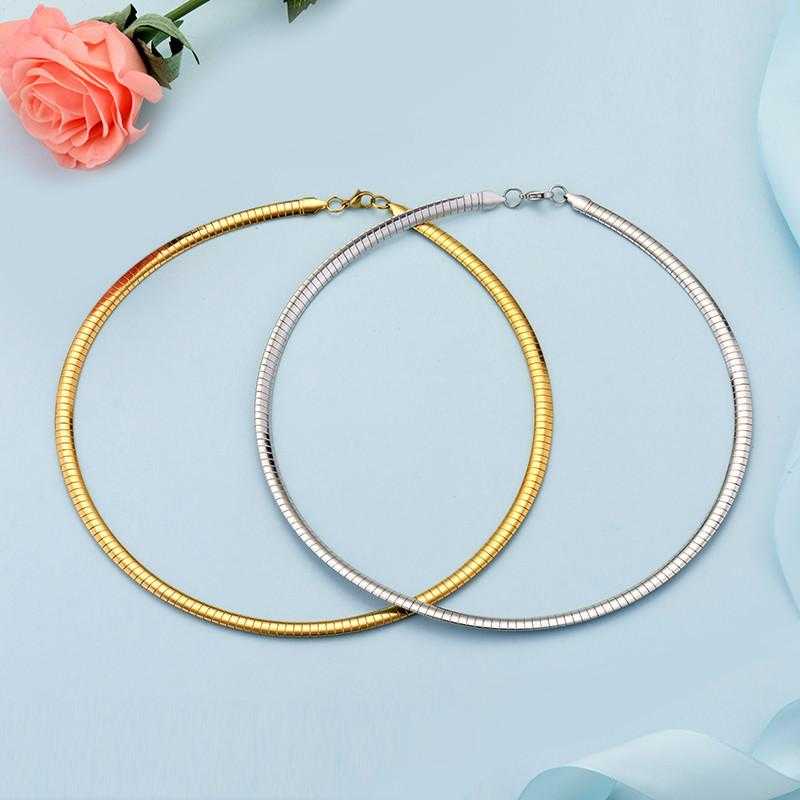 Free New Elegant Stainless Steel Choker Necklace-Choker Necklaces-Kirijewels.com-SSNEG7314 Gold 50CM-Kirijewels.com