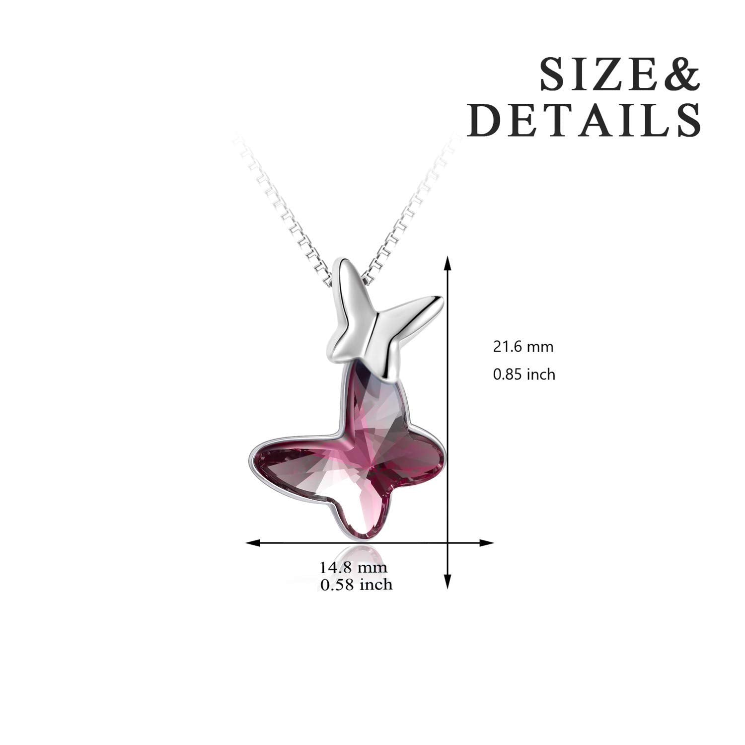 Austrian Crystal Sterling Silver Double Butterfly Necklace