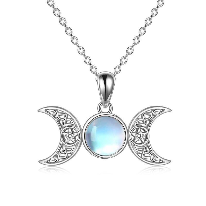 Moonstone Sterling Silver Triple Moon Necklace