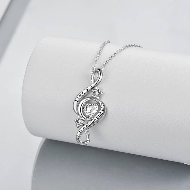 Infinity 925 Sterling Silver Moon Star Necklace