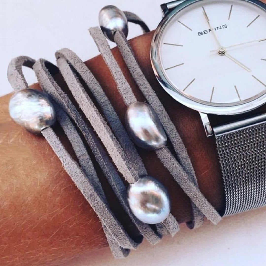 Baroque Pearl Leather Bracelet