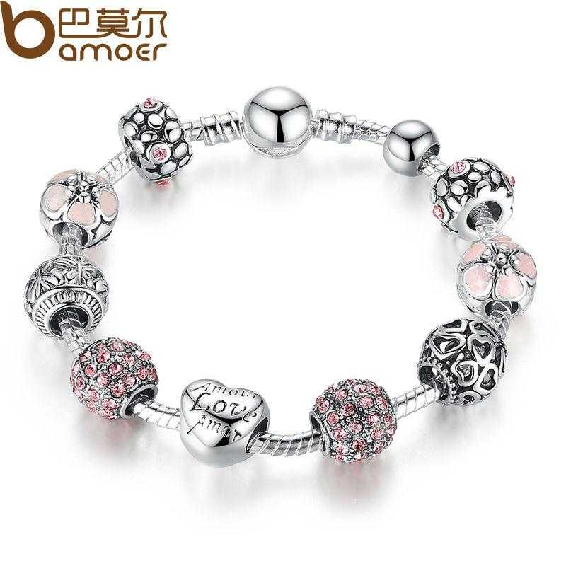 Free BAMOER Crystal Charm Bracelet-Charm Bracelets-Kirijewels.com-18cm Length-Kirijewels.com