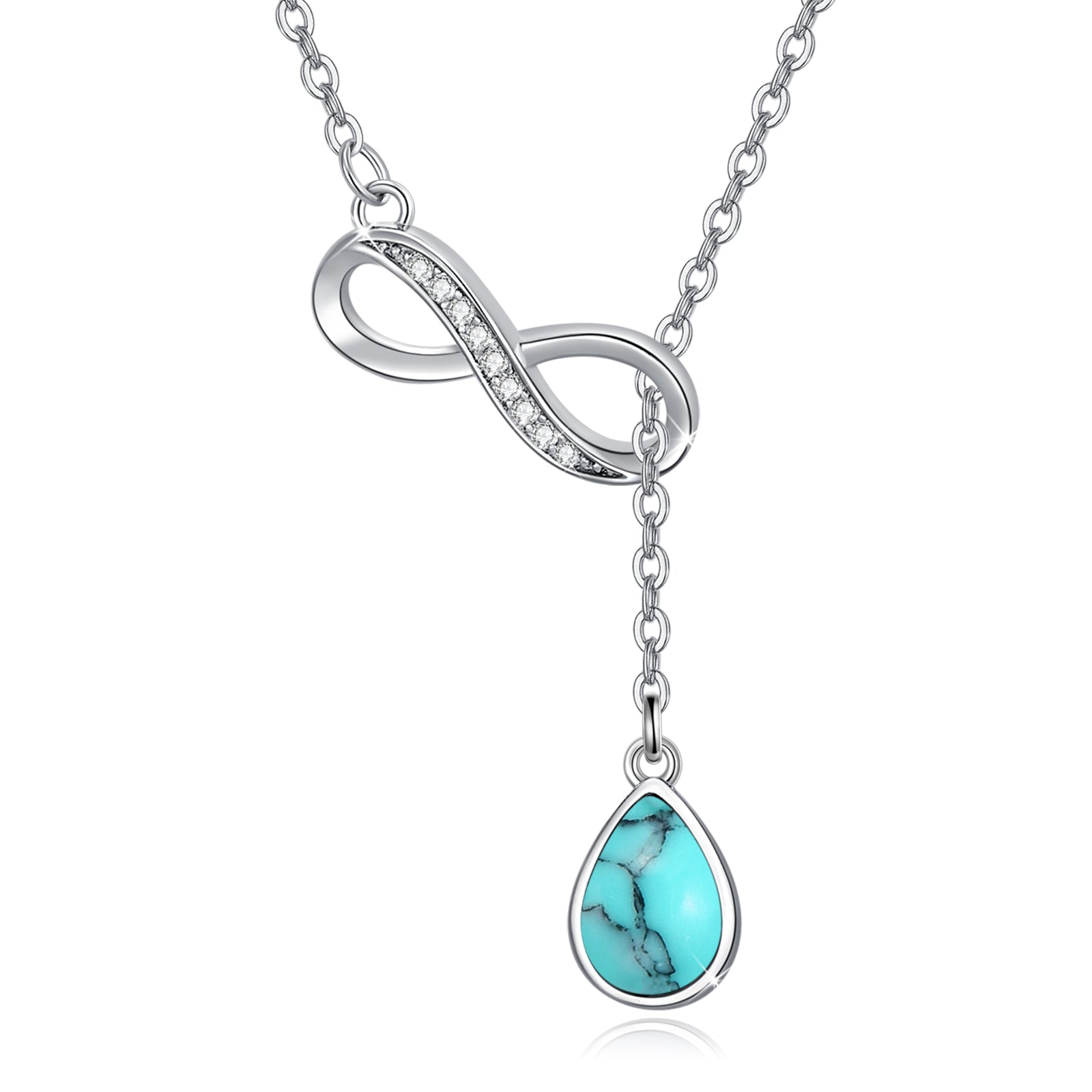 Infinity 925 Sterling Silver Turquoise Necklace