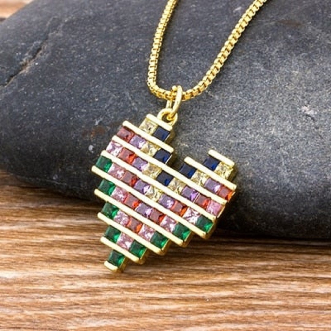 Eva Love Heart Rainbow Chain Necklace