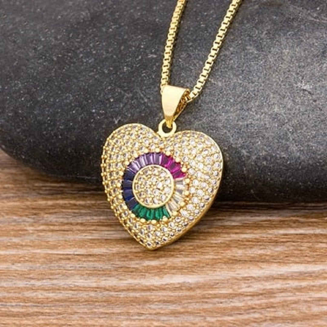 Eva Love Heart Rainbow Chain Necklace