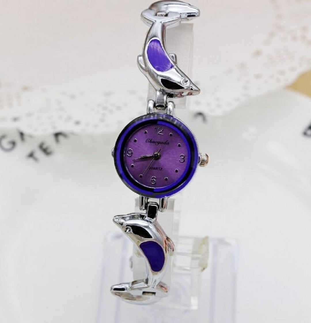 Exquisite Steel Dolphin Bracelet Wrist Watch