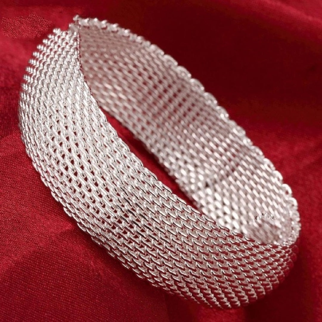 Daphne Genuine 925 Sterling Silver Braided Wedding Bracelet