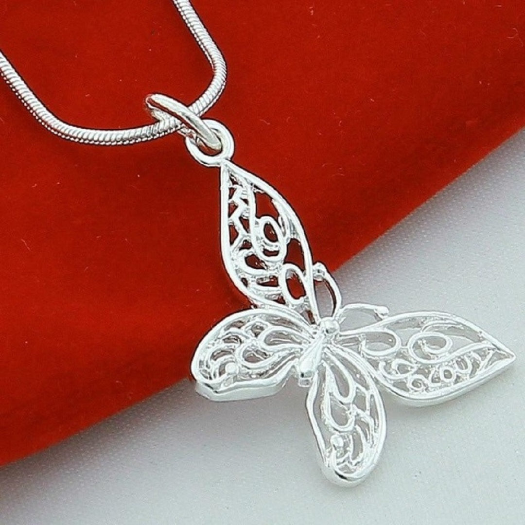 Brown Argus 925 Sterling Silver Butterfly Necklace