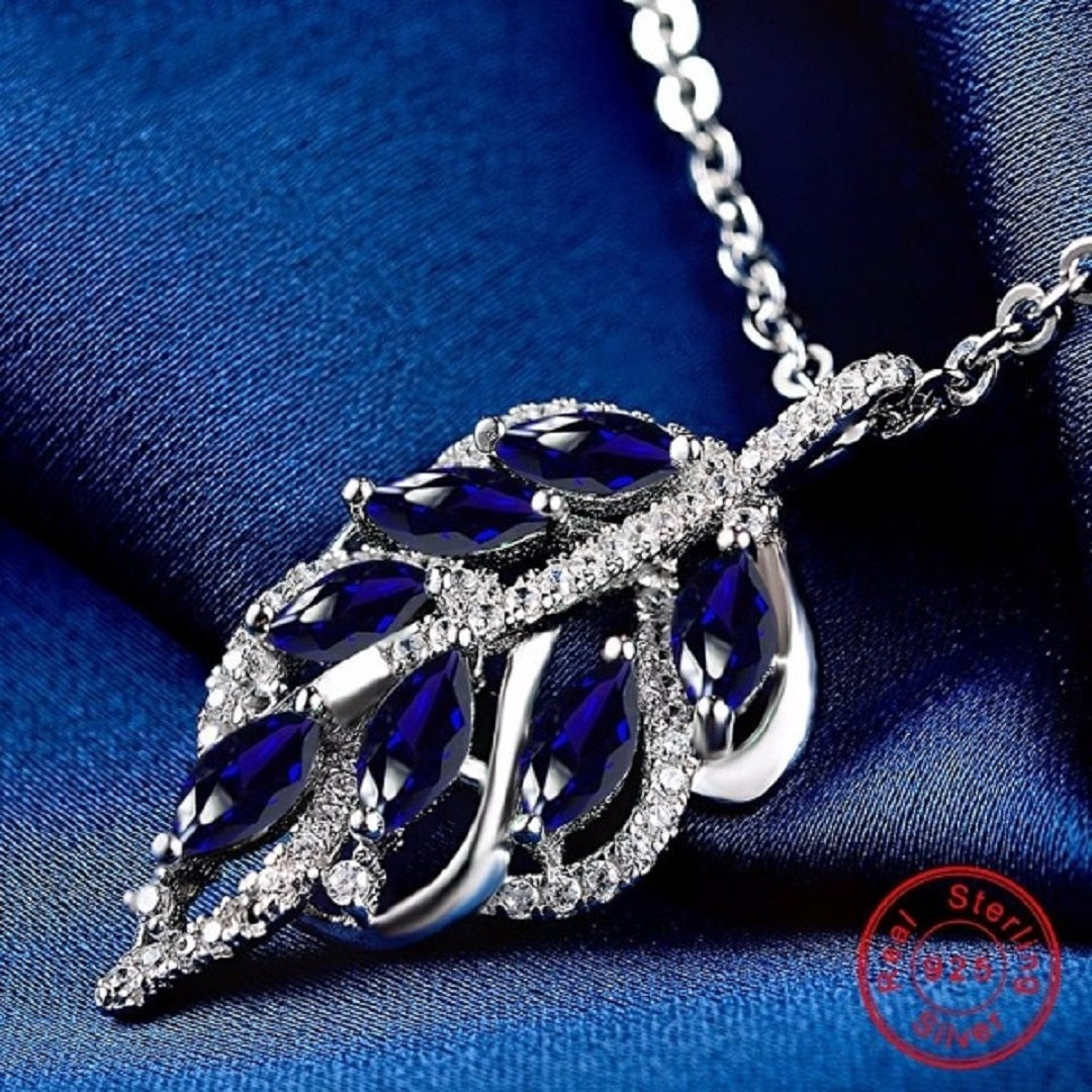 Romantic 925 Sterling Silver AAAA Zircon Leaf Necklace