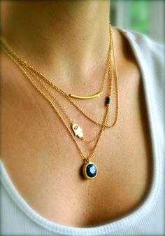 Double Chain Turquoise Necklace-Necklace-Kirijewels.com-Gold-Kirijewels.com