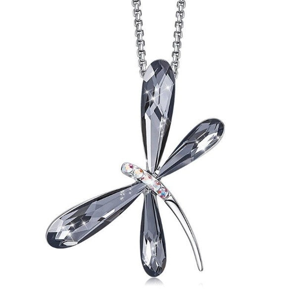 Blue Crystal Dragonfly Chain Necklace